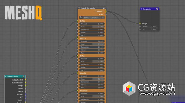 合成渲染节点Blender预设 MeshQ – Blender Compositing Node Group