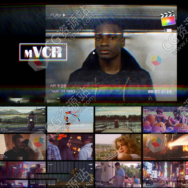 FCPX插件-30组复古老电影效果录像视频特效预设 mVCR