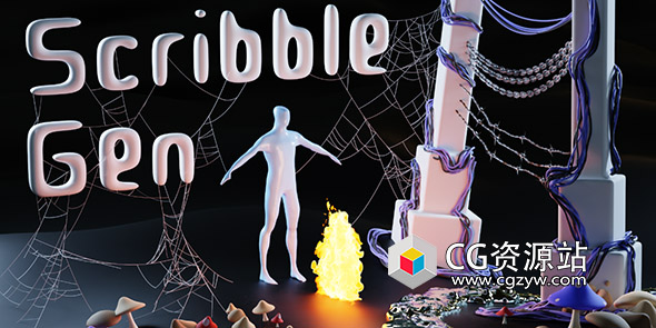 Blender绘制建模资产预设 Scribble Gen 0.21