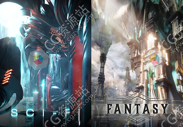 2组科幻时尚风格建筑景观概念设计3D模型-图片1