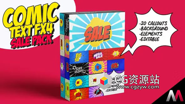 AE模板-20种动漫卡通综艺文字标题气泡动画 Comic Text Fx4