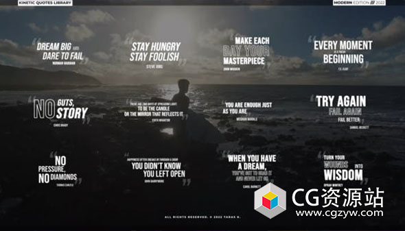 FCPX插件-12组创意粗体时尚文字引用大标题错字排版动画 Kinetic Quotes Titles