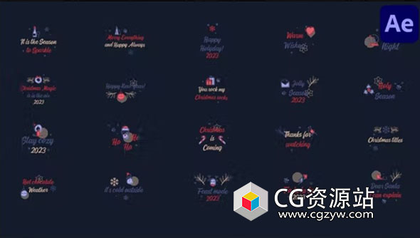 AE模板-多彩新年圣诞设计文字标题动画 Christmas Design Titles