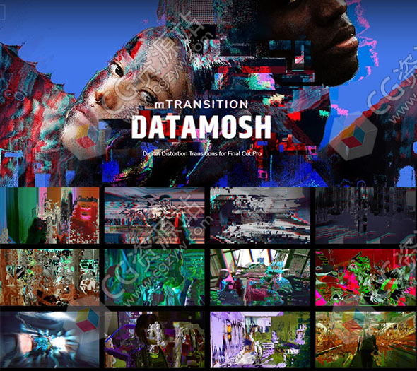 FCPX插件-52种信号损坏毛刺失真艺术视频转场特效预设-图片1