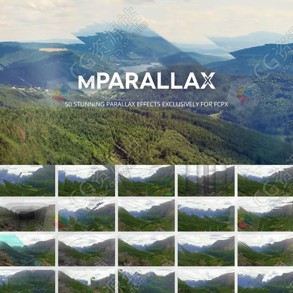 FCPX插件-50种视差效果三维图形切割视频特效预设-图片1