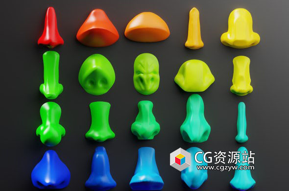 ZBrush 30个鼻子3D模型预设 Nose Machine