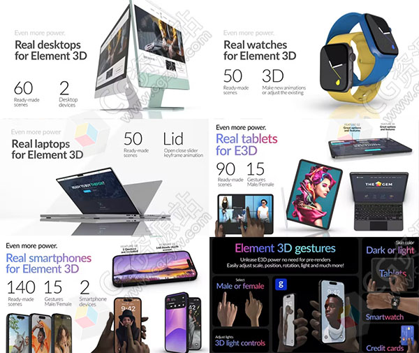 AE模板-苹果笔记本电脑手机平板手表手势滑动APP宣传动画