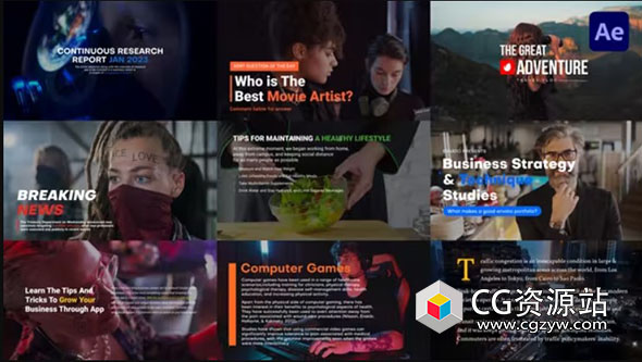 AE模板-20组文字标题排版字幕动画 Paragraph & Title Pack