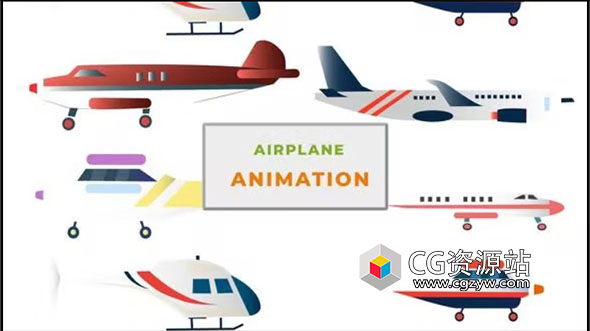 AE模板-扁平化卡通飞机MG动画 Airplane Pack Animation