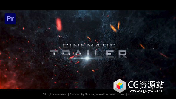 AE+PR模板-大气火星烟雾背景文字视频宣传片头 Cinematic Trailer