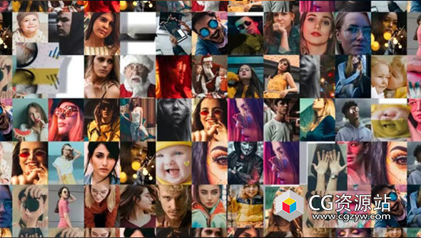 PR模板-照片墙展示Logo动画 Mosaic Photo Reveal