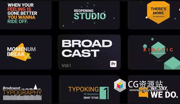 PR模板-15组广播字幕文字标题动画 Broadcast Titles