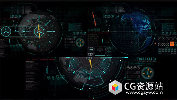 AE模板-科技感用户界面HUD元素UI动画 HUD  Earth 2