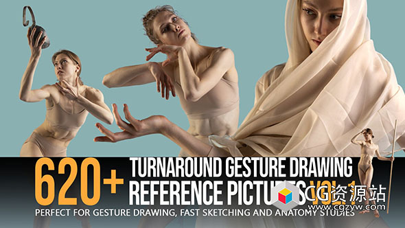 620张女性人物360度旋转姿态艺术姿势造型高清参考图片