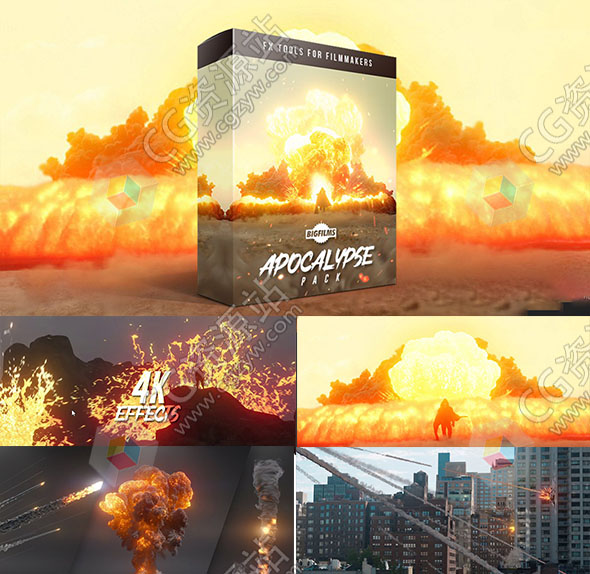 168个4K龙卷风核爆炸海啸陨石沙暴灾难特效合成视频素材 Apocalypse Pack-图片1