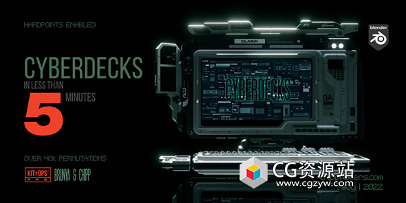 Blender插件科幻桌面控制台模型预设 Cyberdecks V1.0