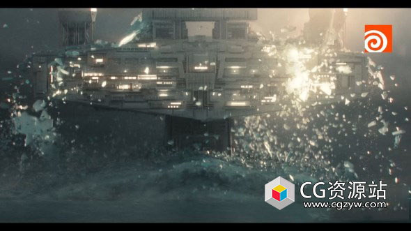 Houdini模拟星球大战飞船冲出冰面冰块破碎特效教程