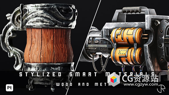 Substance 39种程式化智能木头钢铁材质预设 Stylized Smart Materials Wood & Metal Vol.02-图片1