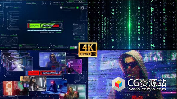 AE模板-科技感数字粒子汇聚标志开场片头 Digital System Intro