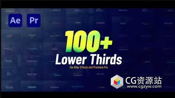 AE+PR模板-100组高质量动态文字标题排版动画 Lower Thirds