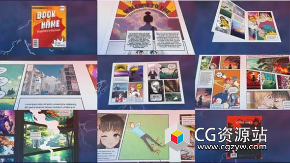 AE模板-漫画书杂志翻页动画展示 Comic Magazine