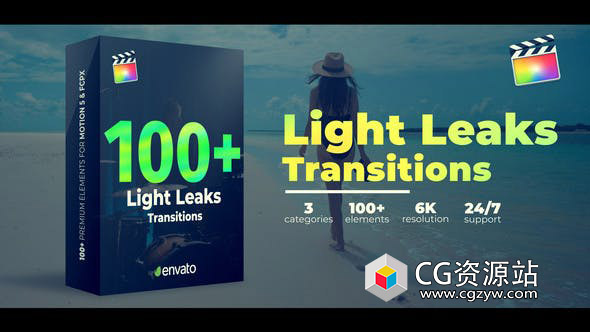 FCPX插件-100组真实镜头漏光闪烁光效叠加过转场动画预设