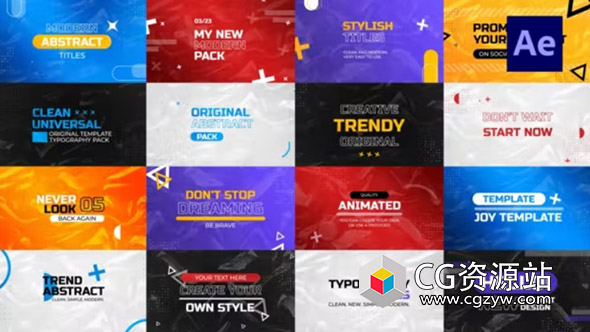 AE模板-现代时尚彩色文字标题字幕排版动画 Modern Colorful Titles