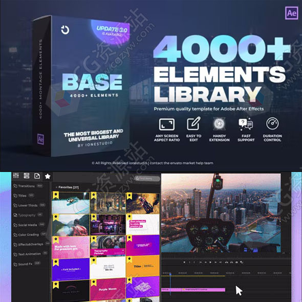 AE/PR脚本-4000组社交媒体动态图形文字标题排版字幕转场音效预设 破解版