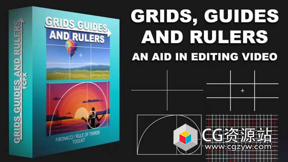FCPX插件-15个网格黄金分割线参考线排版构图标尺预设 Grids Guides And Rulers
