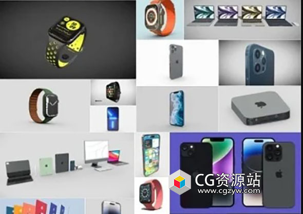 iPhone手机电脑iPad手表耳机Apple苹果3D模型-图片1