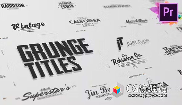 PR模板-20种损坏文字标题排版动画 Grunge Titles
