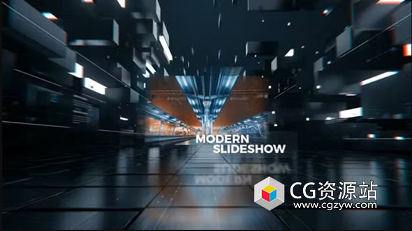 AE模板-高科技方块空间感历史时间线幻灯片展示动画 Sci-Fi Technology Slideshow