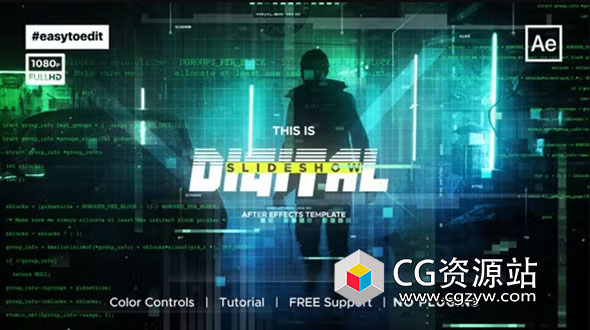 AE模板-科幻数字幻灯片图文介绍展示动画 Sci-Fi Digital Slideshow