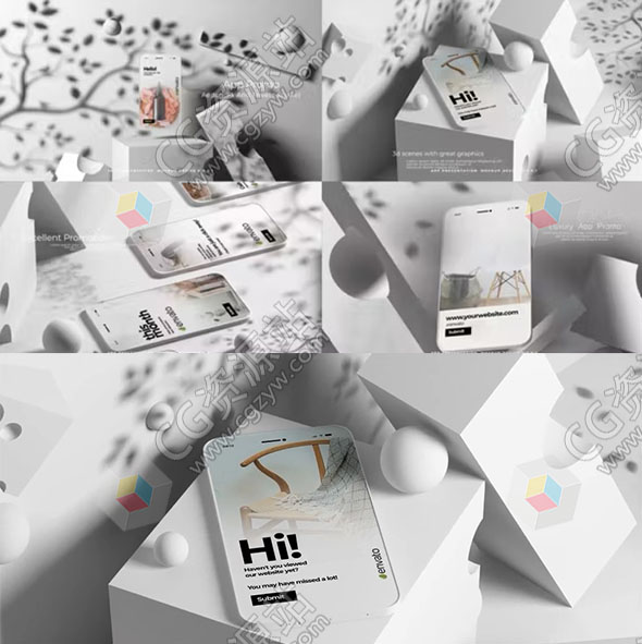 AE+PR模板-优雅iPhone手机三维场景APP展示片头