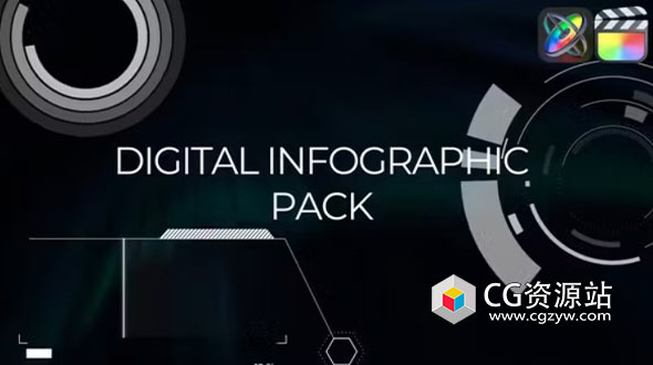 FCPX插件-26组时尚科技感数字信息图形元素动画