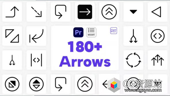 AE/PR模板-180组箭头图标动画Big Pack Arrows