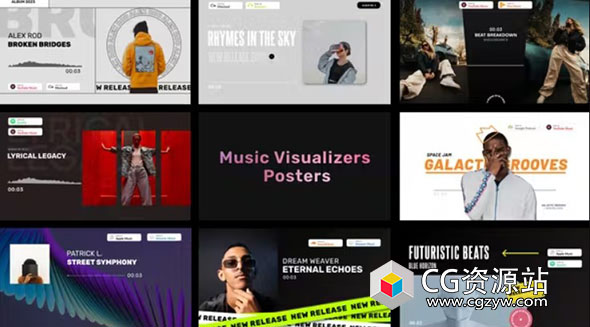 AE+PR模板-10组音乐波形可视化海报包装动画 Music Visualizers Pack
