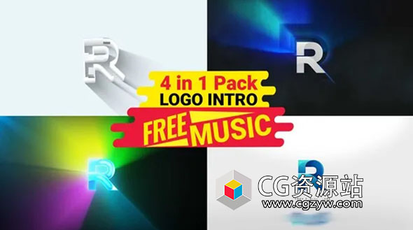 AE模板-优雅商务光泽发光logo开场动画+音乐