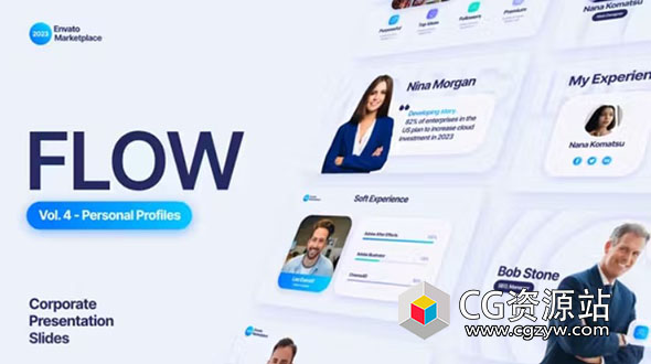 AE模板-商务宣传团队领导者成员介绍片头 Flow – Personal Profiles Scenes Pack
