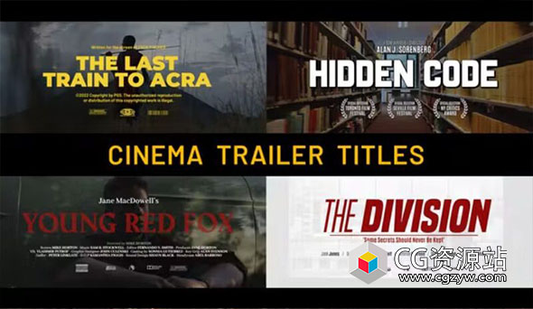 PR模板-音乐视频短片电影预告片文字标题片头动画 Cinema Trailer Titles