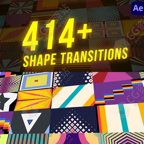 达芬奇+AE模板+FCPX插件-414种多彩扁平化几何图形MG动画转场预设
