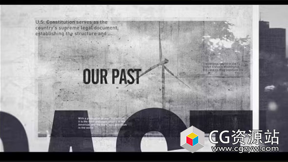 AE模板-大气复古黑白历史事件介绍宣传片头