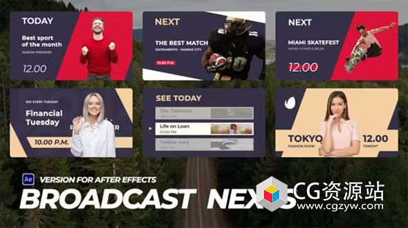 AE模板-媒体视频栏目包装预告文字信息框动画 Broadcast Nexts