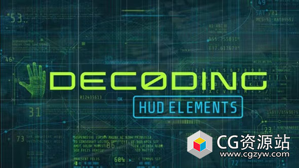 AE模板-科技感HUD图形读取解码扫描UI界面动画元素