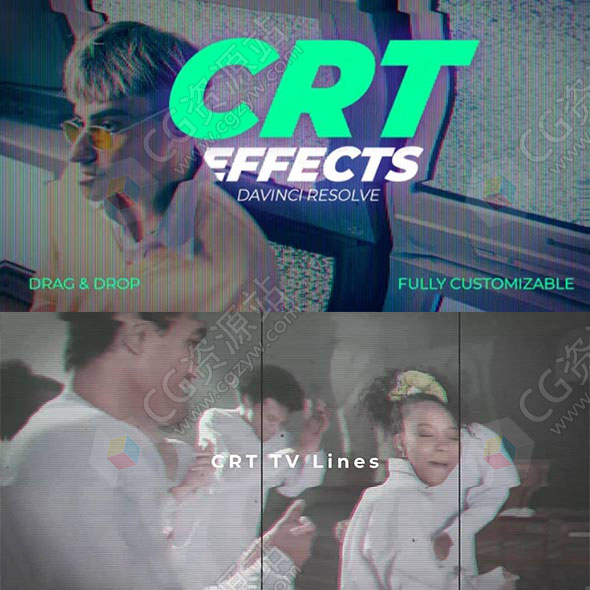达芬奇插件-CRT复古视频老电视扫描线特效预设