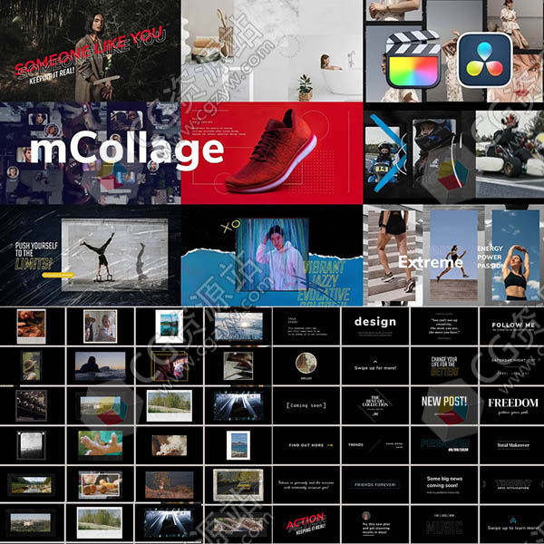 FCPX+达芬奇插件-160组定格贴纸文字标题涂鸦照片相框视频边框动画预设 mCollage-图片1