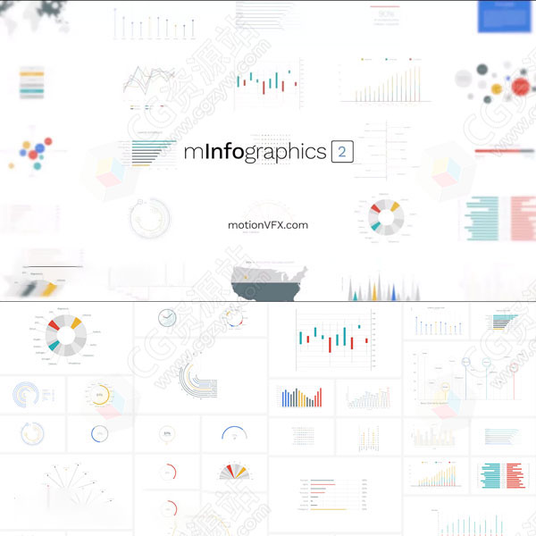FCPX插件-110组环形饼状图柱状图圆形趋势图信息数据动画预设 mInfographics 2-图片1