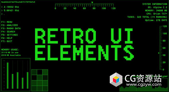 51组复古界面UI动画元素视频素材