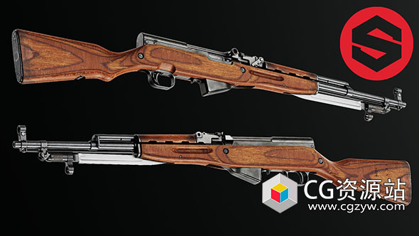 SKS步枪游戏武器道具3D模型与纹理贴图 SKS – Substance Painter