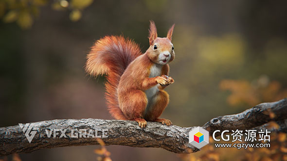 Blender红松鼠绑定动画3D模型+贴图素材